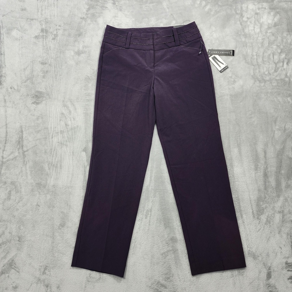 NEW Larry Levine Dress Pants Womens 8 Purple Slim Leg Stretch Office Preppy